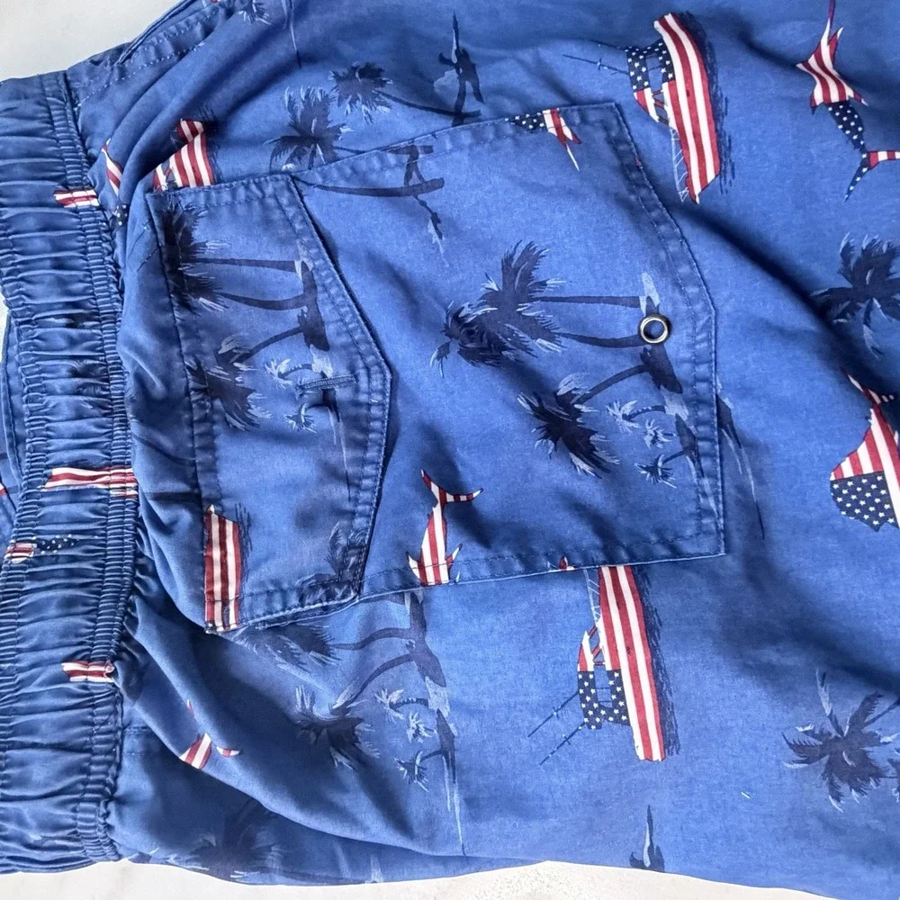 St John's Bay Men's 3XL Board Swim Short Board American Flag Palm Beach Vacation